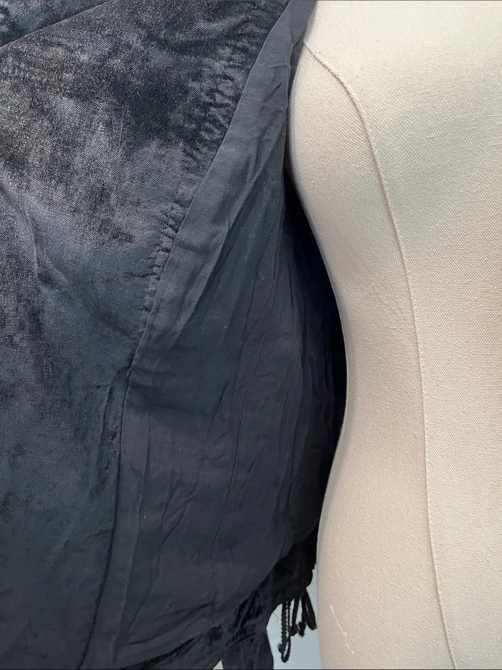 Free People Black Asymmetrical Zip Crushed Velvet-Look Jacket